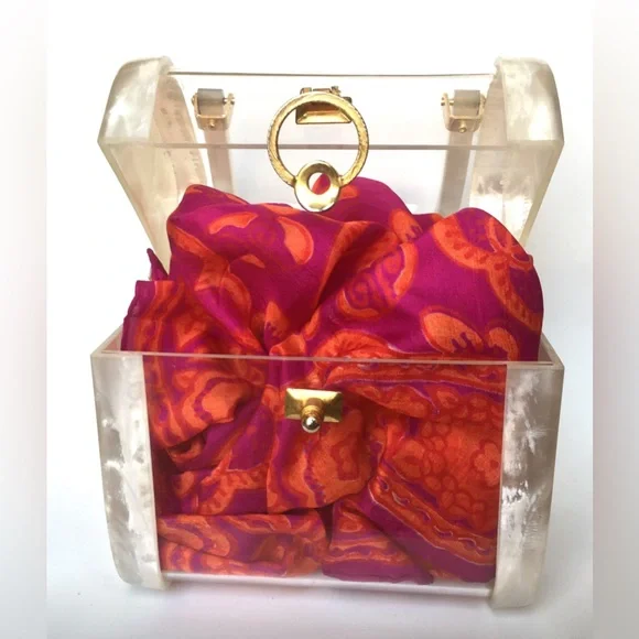 Vintage Lucite Box Purse Pearl White & Clear Miami Stylecraft Style - Picture 3 of 13